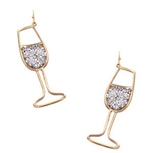 Glitter Stone Wine Glass Earring